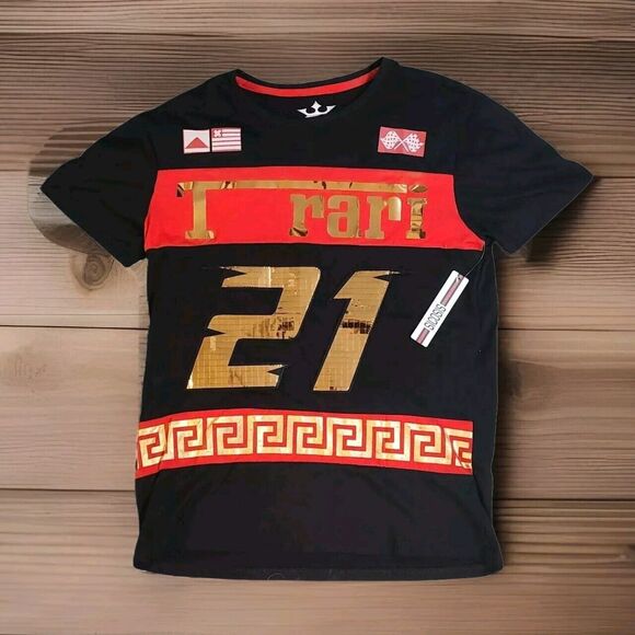 Sicosis T Rari Mens Medium T Shirt Raised Gold 21 Black Red Fast Shipping USA - Picture 1 of 16